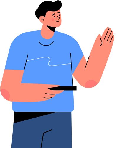 Cartoon man with Blue Shirt